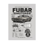 FUBAR Motors Vintage Muscle Car Poster — Matte Automotive Blueprint Wall Art