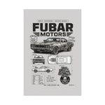 FUBAR Motors Vintage Muscle Car Poster — Matte Automotive Blueprint Wall Art